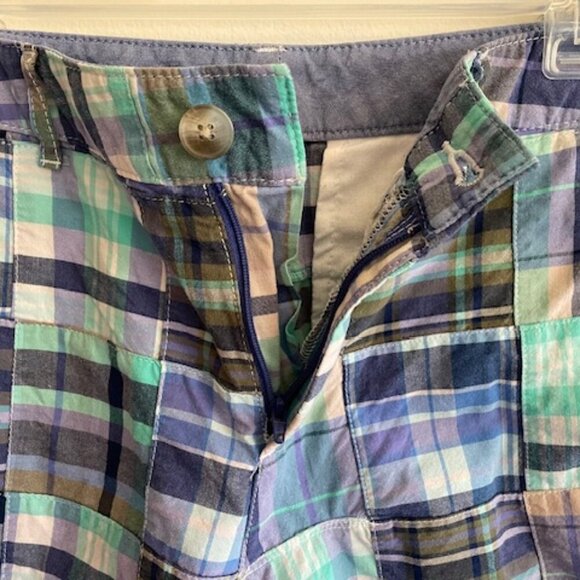 L L BEAN Favorite Fit Blue Purple Madras Patchwork Plaid Shorts 4 - Picture 8 of 15